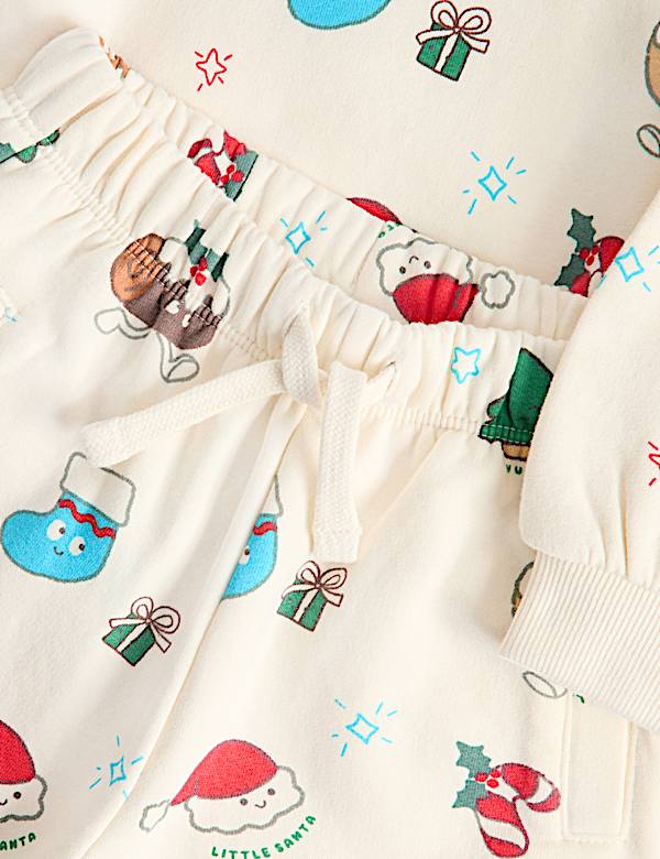 Ensemble de No&euml;l 2 pi&egrave;ces en coton top & bas - CH