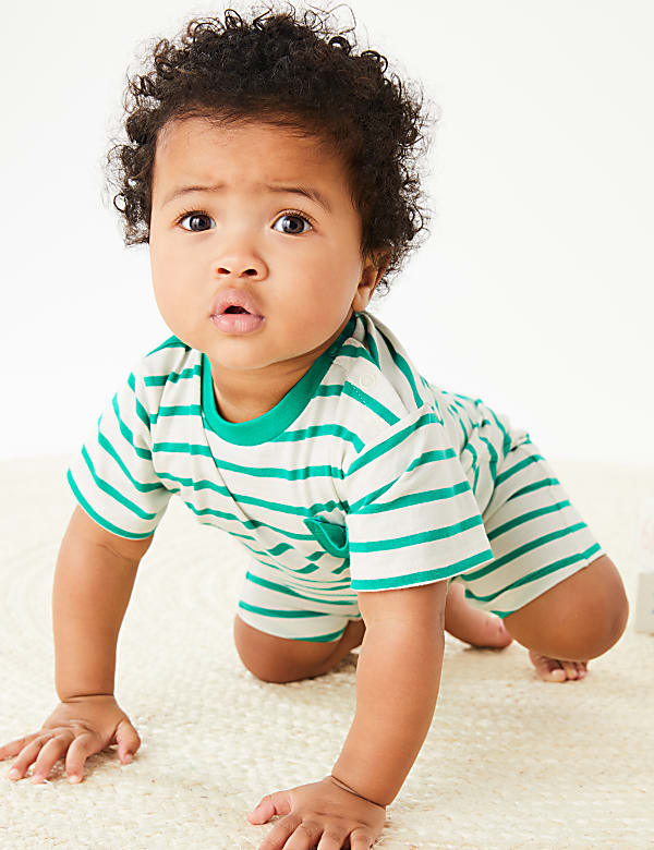 Pure Cotton Striped Romper 0 3 Yrs