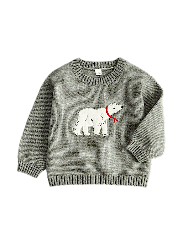 Polar Bear Print Knitted Jumper (0-5 Yrs)