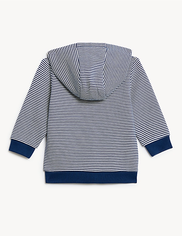 Katoenrijk capuchonvest met rits en streepmotief (0-3 jaar) - NL