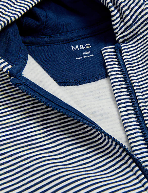 Katoenrijk capuchonvest met rits en streepmotief (0-3 jaar) - NL