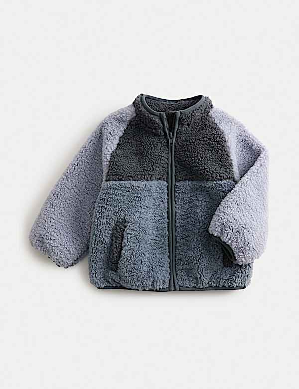 Borg Colour Block Funnel Neck Jacket (0-3 Yrs) - EE