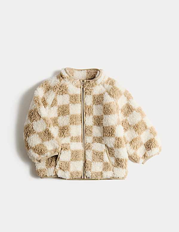 Veste zippée imitation peau de mouton à motif color block (jusqu'au 3 ans) - CH