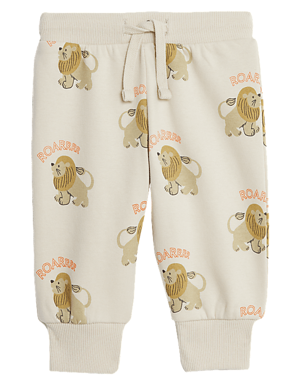 Cotton Rich Lion Print Joggers