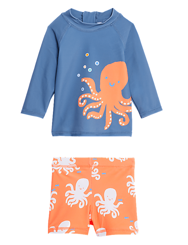 2pc Octopus Long Sleeve Swim Set