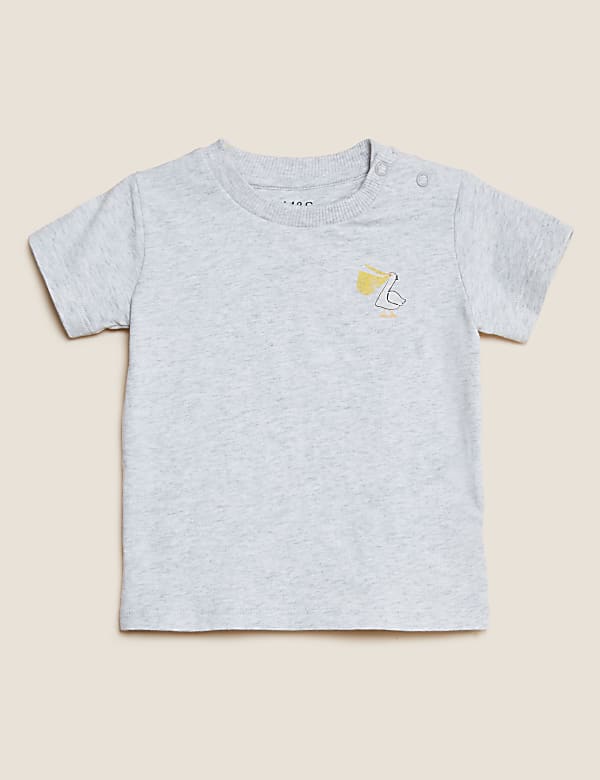 Pure Cotton Pelican Print T Shirt 0 3 Yrs GREY MARL T shirts M S HK