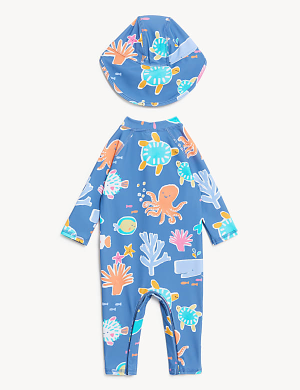 2pc Sealife Swimsuit & Hat Set