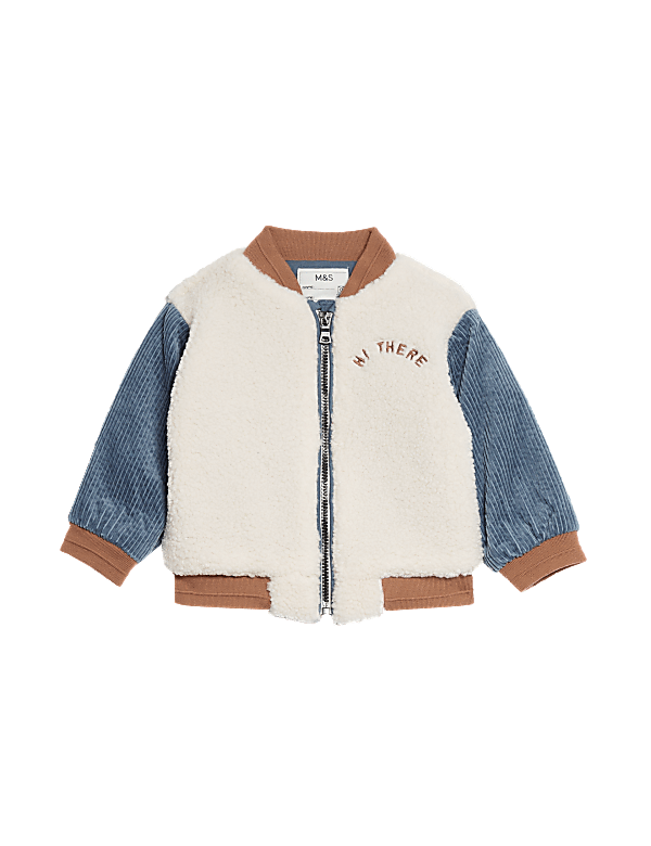 Pure Cotton Fleece Bomber Jacket (0-3 Yrs)