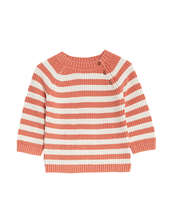 Pure Cotton Striped Knitted Jumper (0-3 Yrs)