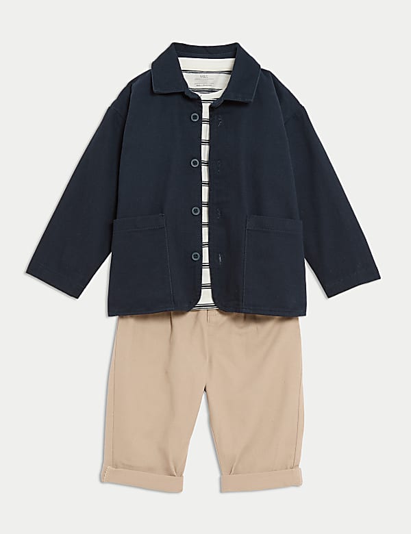 3pc Pure Cotton Striped Outfit (0-3 Yrs) - FR