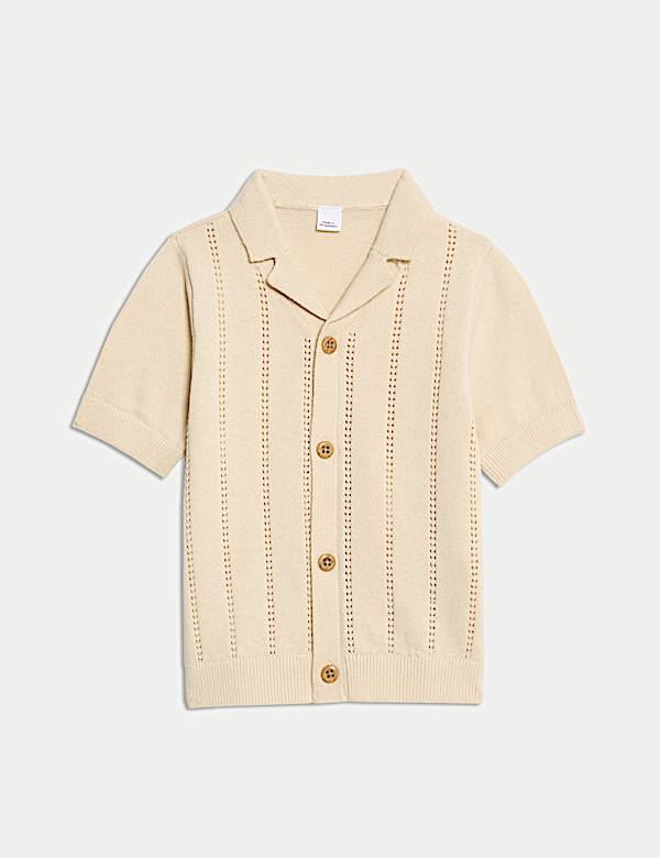 Pure Cotton Knitted Cream Shirt (0-3 Yrs) - TW