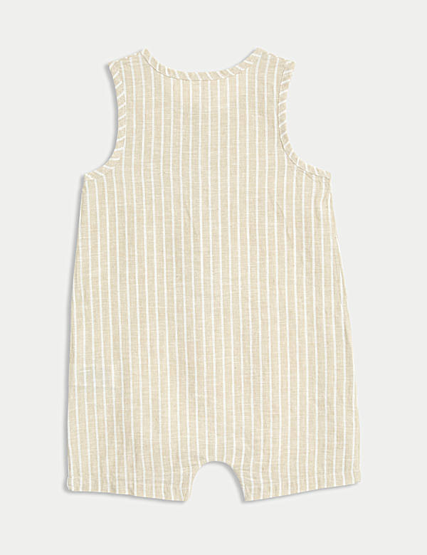 Cotton Rich Striped Button Through Romper (0-3 Yrs) - TW