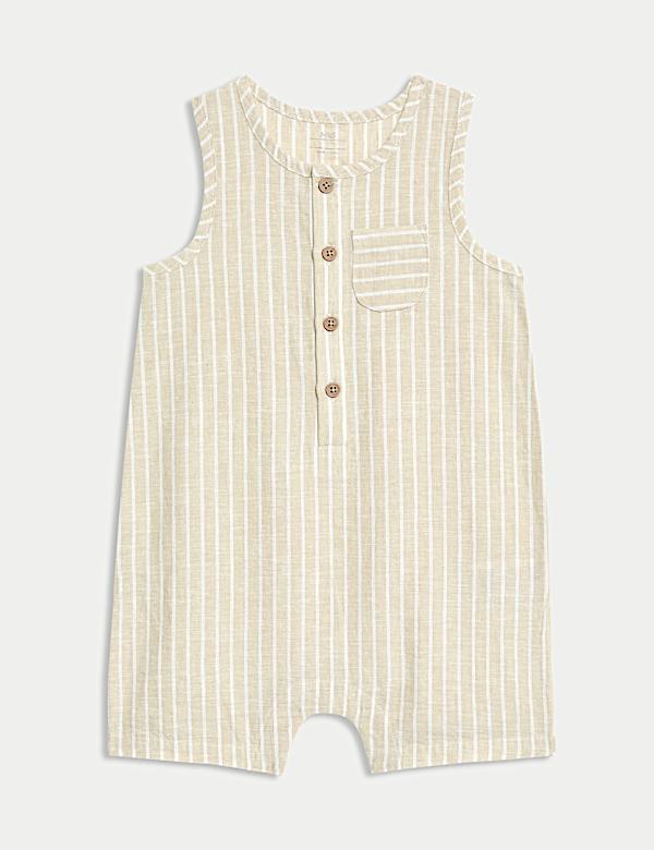 Cotton Rich Striped Button Through Romper (0-3 Yrs) - FR