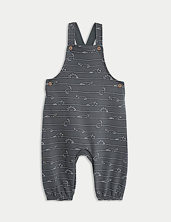 2pc Cotton Rich Jersey Dino Dungaree Outfit (0-3 Yrs)