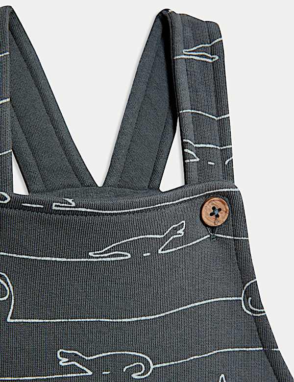 2pc Cotton Rich Jersey Dino Dungaree Outfit (0-3 Yrs)