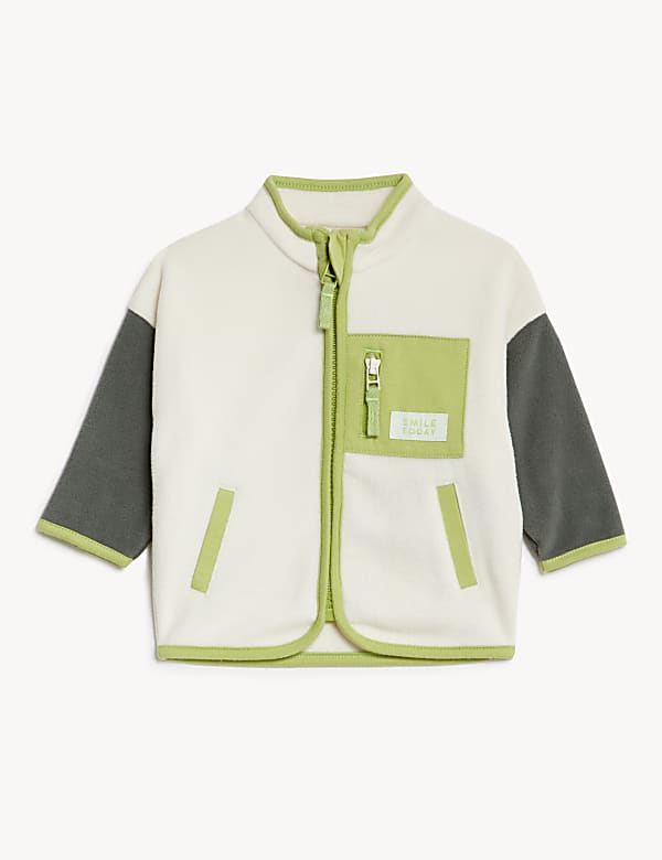 Fleece Colour Block Zip Jacket (0-3 Yrs) - GR