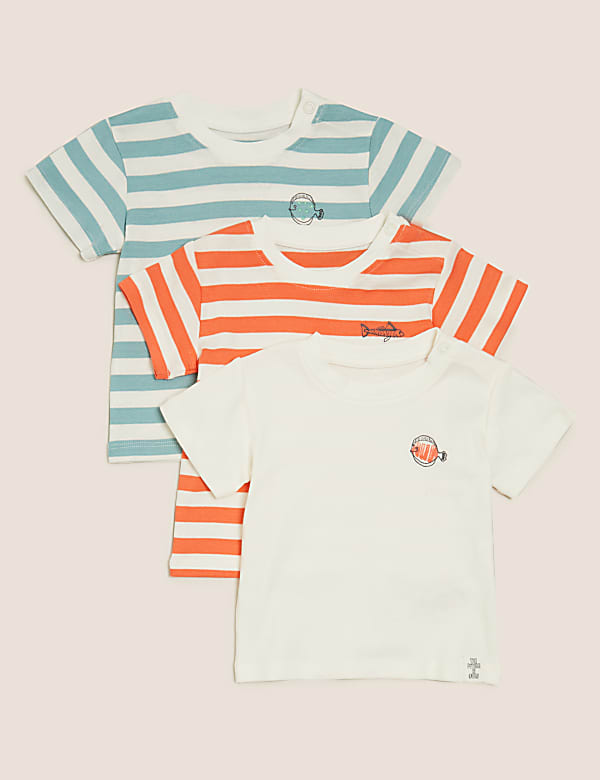 3pk Pure Cotton Fish T-Shirts (0-3 Yrs)
