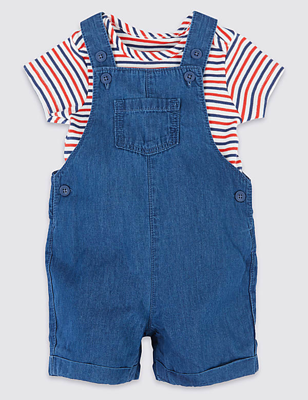 2 Piece Chambray Dungarees with Bodysuit