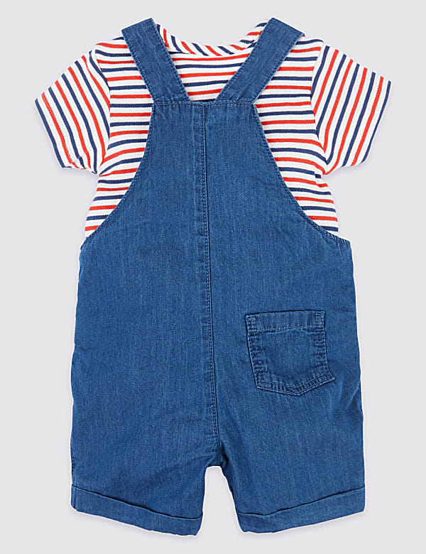 2 Piece Chambray Dungarees with Bodysuit