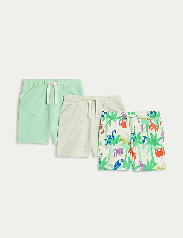 3er-Pack gemusterte Shorts mit hohem Baumwollanteil (0–3 J.) - DE