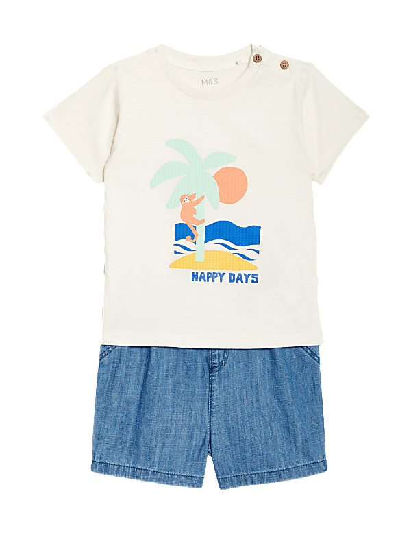 2pc Pure Cotton Palm Tree Outfit (0-3 Yrs)