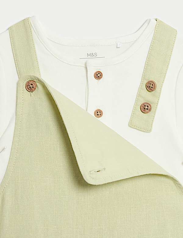 2pc Cotton Rich Dungaree Outfit (0-3 Yrs) - CH