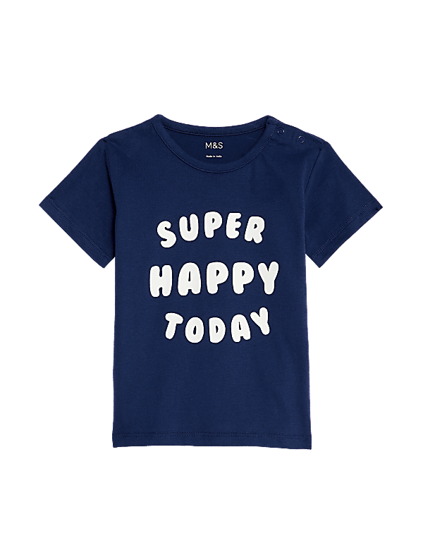 Pure Cotton Super Happy Slogan T-Shirt (0-3 Yrs)
