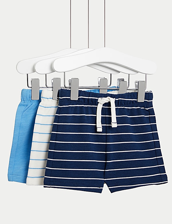 3pk Pure Cotton Striped Shorts (0-3 yrs) - HR