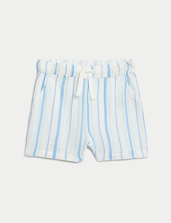 Pure Cotton Striped Shorts (0-3 Yrs) - LU