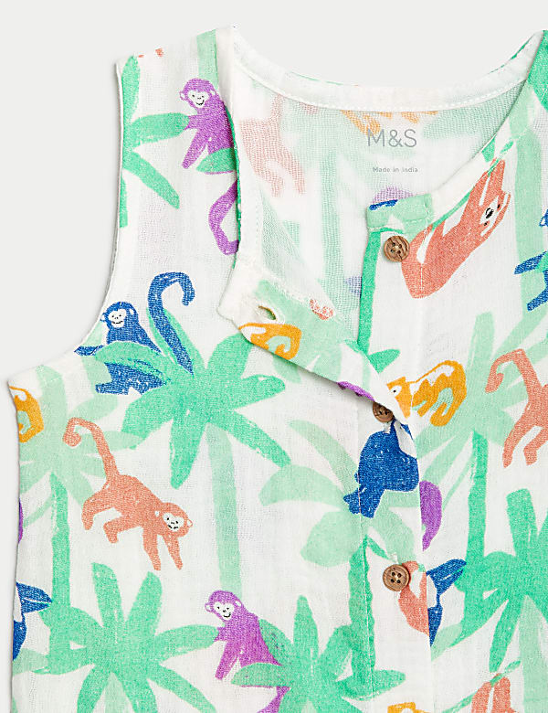 Pure Cotton Jungle Animals Romper (0-3 Yrs)