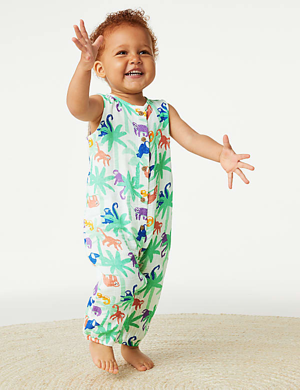 Pure Cotton Jungle Animals Romper (0-3 Yrs)