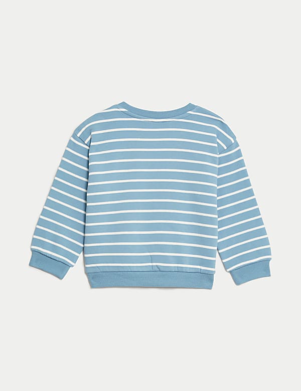 Cotton Rich Striped Dinosaur Sweatshirt (0-3 Yrs)