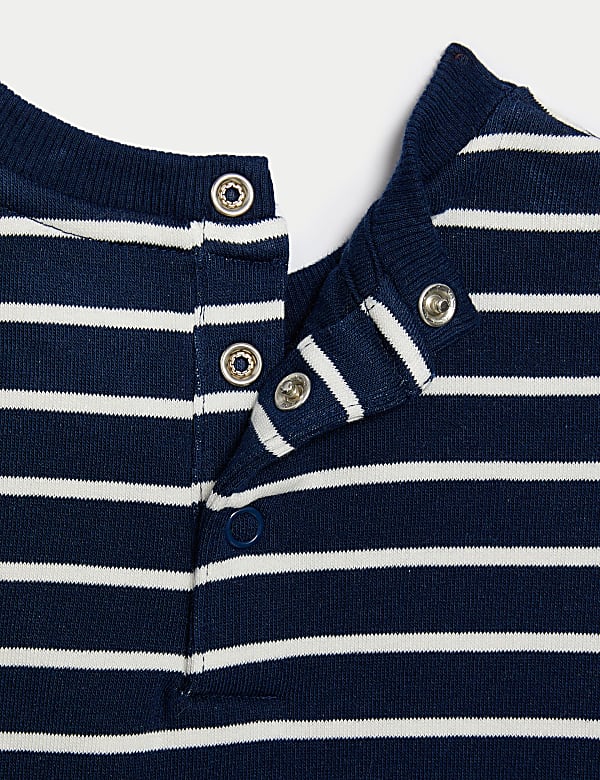Cotton Rich Striped Dinosaur Sweatshirt (0-3 Yrs)