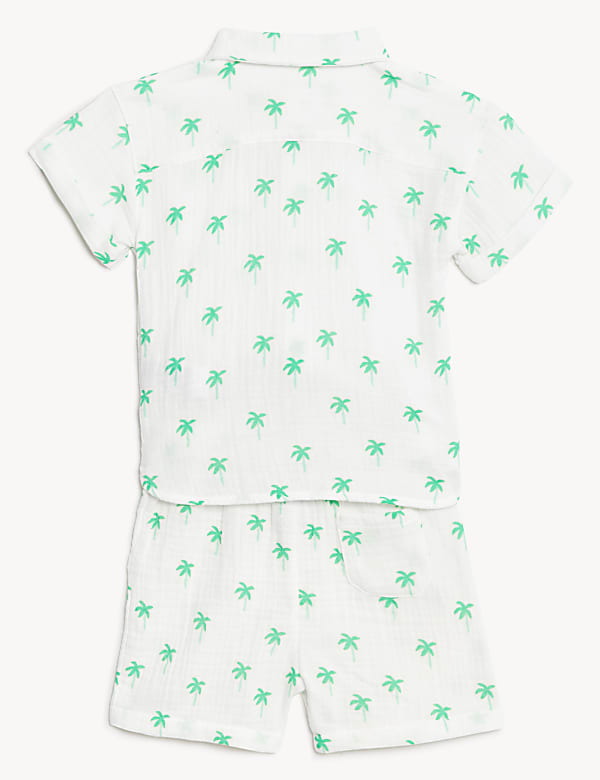 Pure Cotton Palm Tree Shirt & Shorts Set (0-3 Yrs)