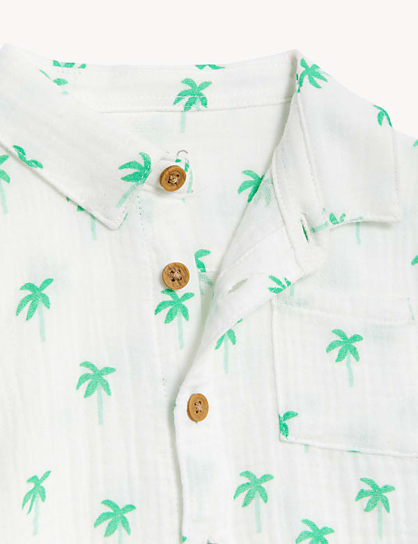 Pure Cotton Palm Tree Shirt & Shorts Set (0-3 Yrs)
