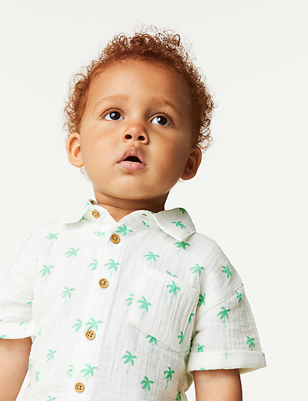 Pure Cotton Palm Tree Shirt & Shorts Set (0-3 Yrs)