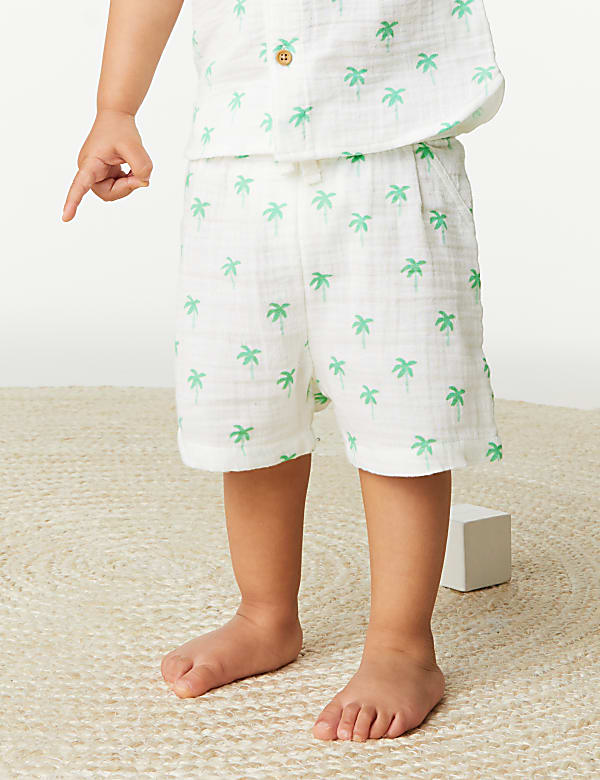 Pure Cotton Palm Tree Shirt & Shorts Set (0-3 Yrs)