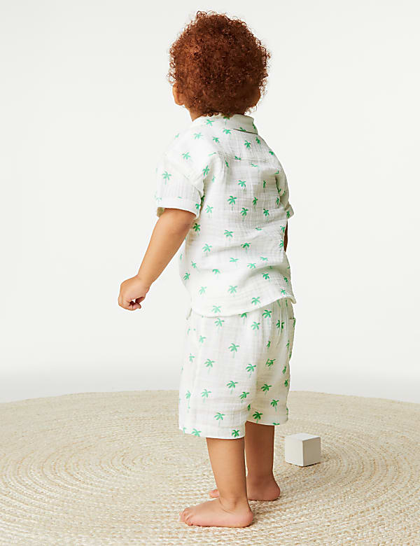 Pure Cotton Palm Tree Shirt & Shorts Set (0-3 Yrs)