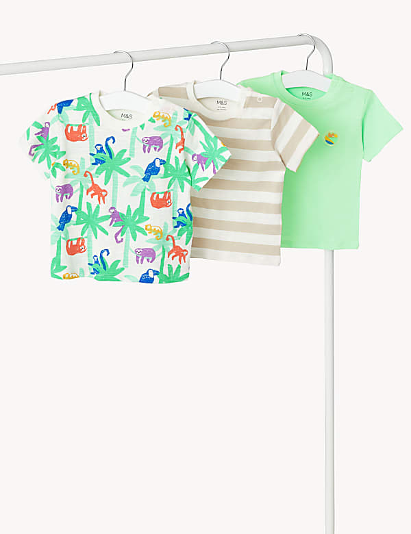 3pk Pure Cotton Palm Tree Print T-Shirts (0-3 Yrs) - BE