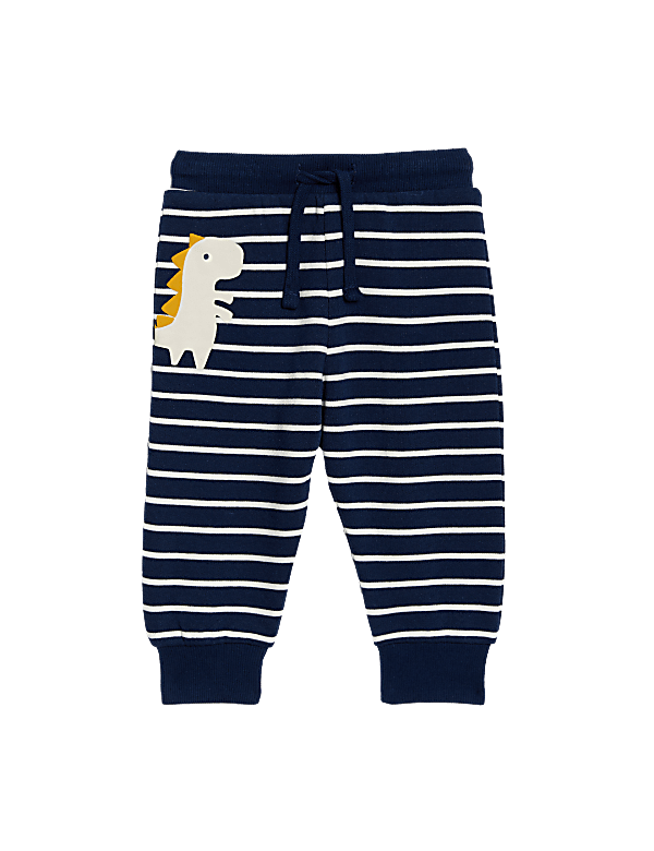 Cotton Rich Striped Dinosaur Joggers (0-3 Yrs)