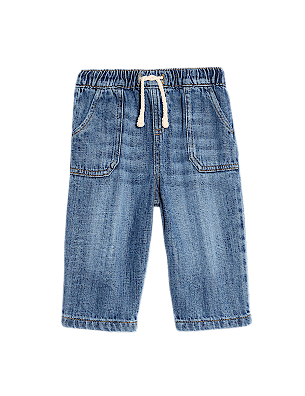 Cotton Rich Denim Drawstring Jeans (0-3 Yrs)