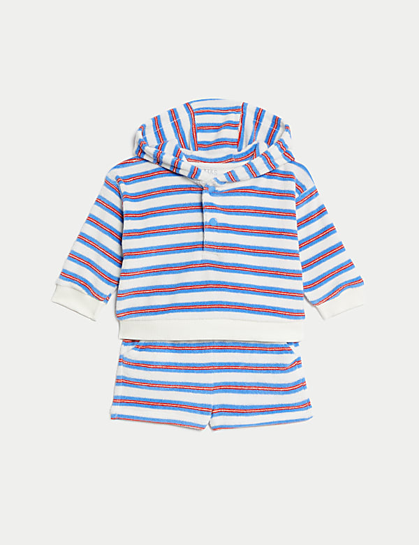 2pc Cotton Rich Towelling Striped Outfit (0-3 Yrs) - DK