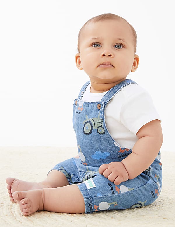 2pc Pure Cotton Tractor Dungaree Outfit