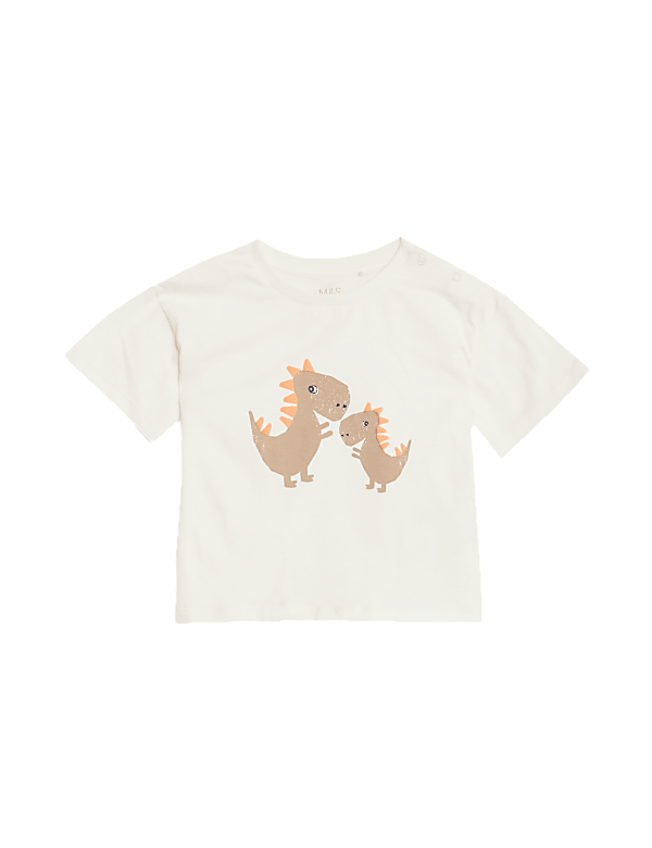 2pk Pure Cotton Striped & Dinosaur T-Shirts (0-3 Yrs)