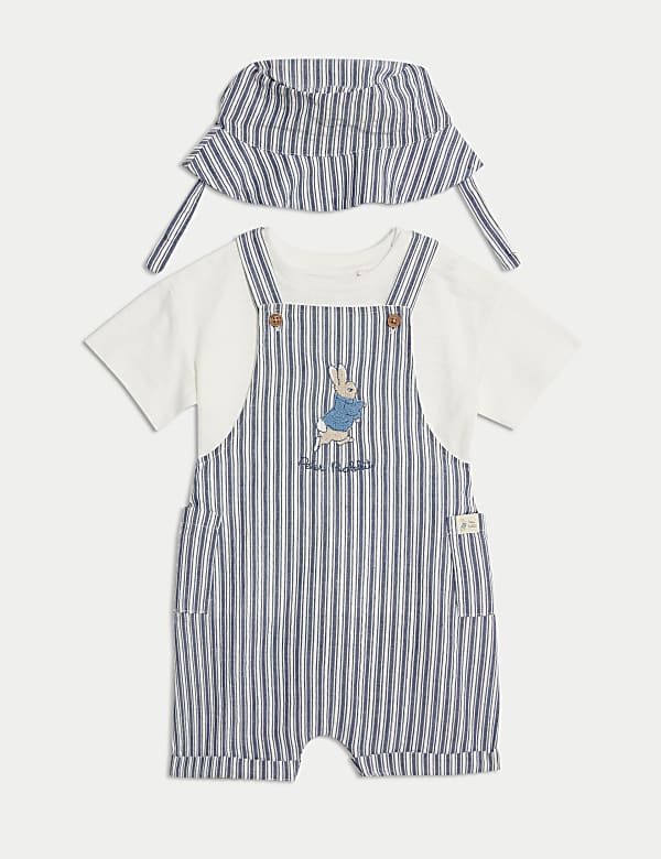 3-teiliges Gestreiftes Outfit aus reiner Baumwolle mit Peter Rabbit™ Motiv (0–3 J.) - AT