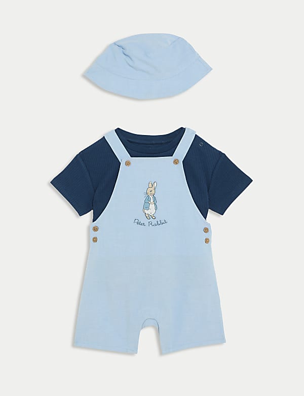 3pc Cotton Rich Peter Rabbit™ Dungaree Outfit (0-3 Yrs) - FR
