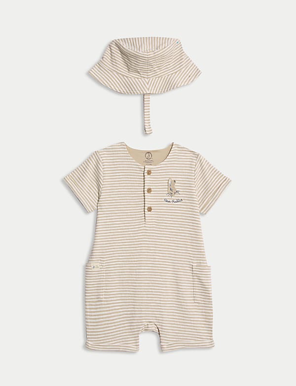 2pc Pure Cotton Peter Rabbit™ Striped Romper (0-3 Yrs) - PL