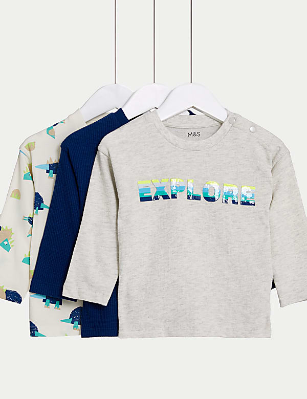 Lot de 3&nbsp;tops à motif dinosaures en coton (jusqu'au 3&nbsp;ans) - FR