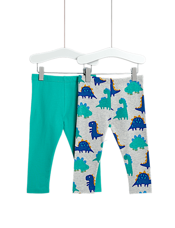 2pk Cotton Rich Dinosaur Leggings (0-3 Yrs)