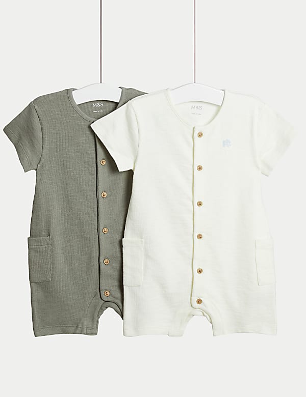 2pk Pure Cotton Elephant Rompers (0-3 Yrs) - VN